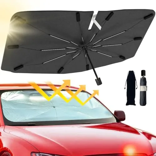 JASVIC Foldable Windshield Sun Shade 57x33in UPF 50+