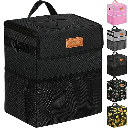 ELONGRIVER Leak-Proof Car Trash Can with Lid