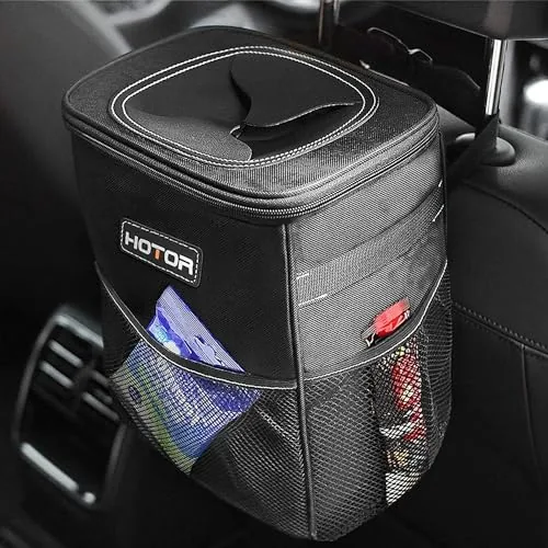 HOTOR 2-Gallon Leakproof Car Trash Can with Magnetic Snaps