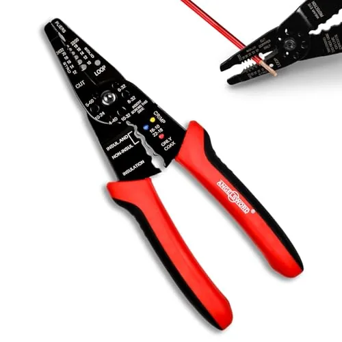 ANGELSWORD 8in 5-in-1 Wire Stripper Cutter Crimper