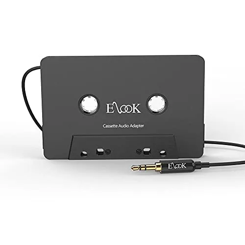 Elook Cassette Aux Adapter 3.5mm Jack Black