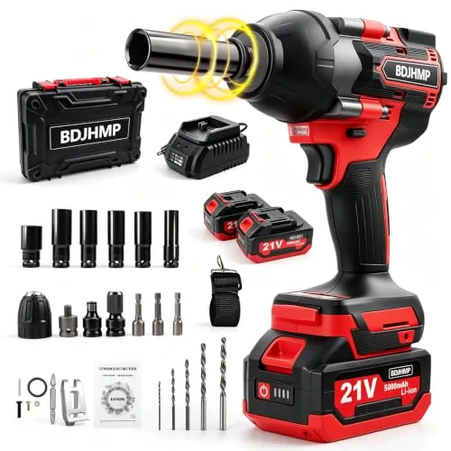 BDJHMP 1/2in Cordless Impact Wrench 1500Nm Brushless
