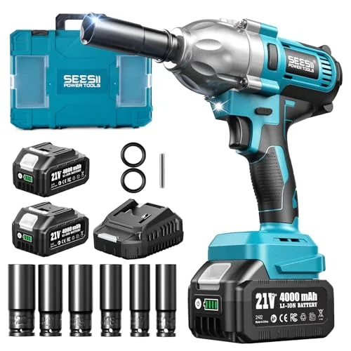 Seesii Cordless Impact Wrench 665 ft-lbs Brushless 1/2in