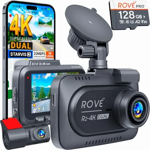 ROVE R2-4K Dual Dash Cam with STARVIS 2 + GPS