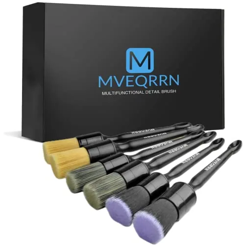 MVEQRRN 6-Piece Car Detailing Brush Set Mixed Bristles