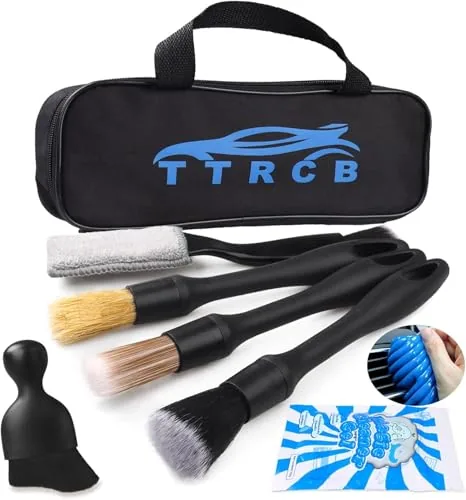 TTRCB 7-Piece Car Detailing Brush Set with Cleaning Gel