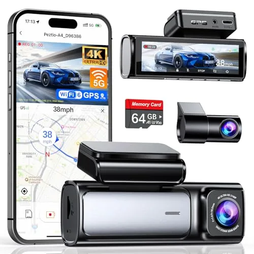 Affver A4 4K+2.5K Dual Dash Cam with WiFi 6 GPS