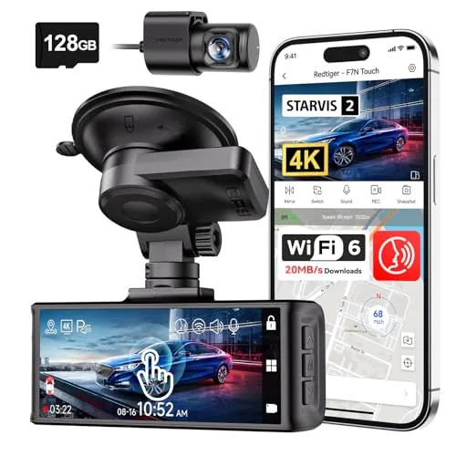 REDTIGER F7N Touch 4K Dashcam with Free 128GB Card