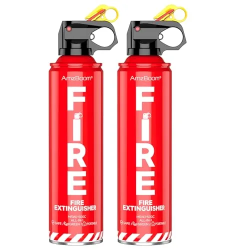 AmzBoom 2-Pack ABC+K Fire Extinguisher Spray with Brackets