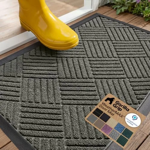 Gorilla Grip WeatherMAX Door Mat 29x17 Gray Diamond