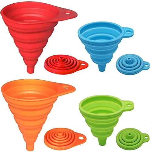 KongNai 4-Pack Collapsible Silicone Funnels Small and Large