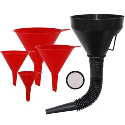 KongNai 5-Piece Automotive Funnel Set with Long Hose