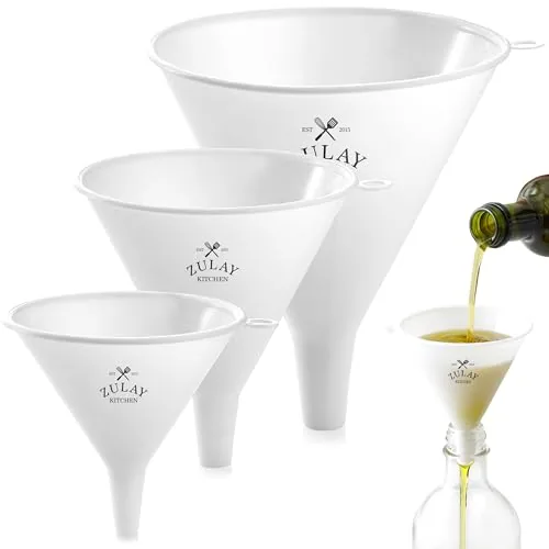 Zulay Kitchen 3-Piece Plastic Funnel Set