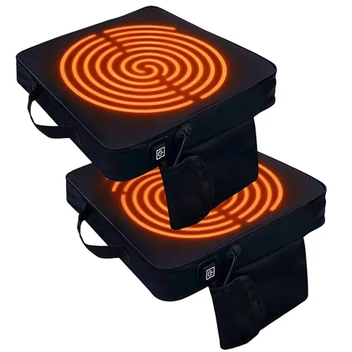 JUICYRAUL Heated Stadium Cushion 2-Pack 2.4" Thick