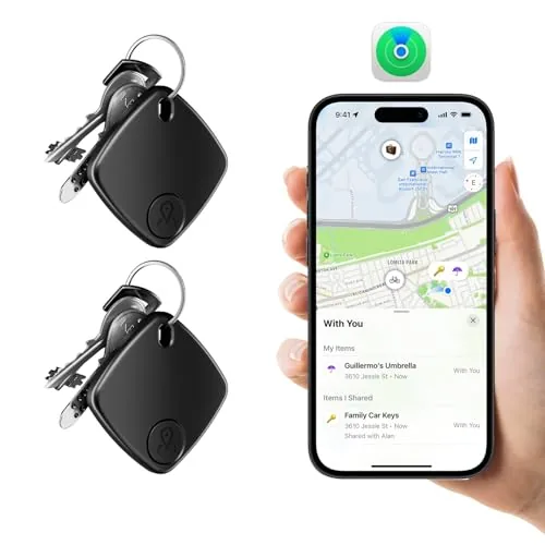 Qylara Bluetooth Tracker 2-Pack, Apple Find My Compatible