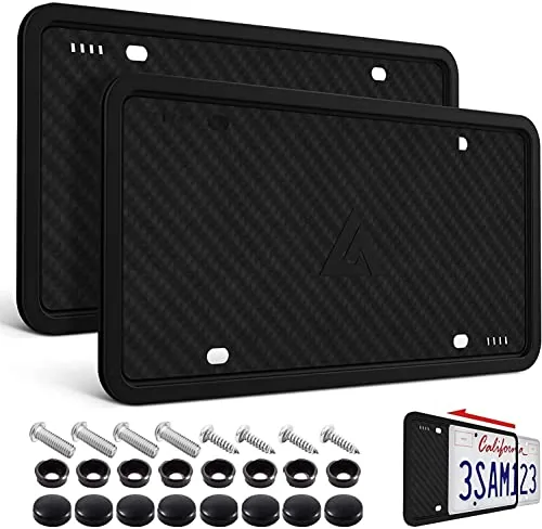 Aujen Silicone License Plate Frame 2-Pack Side-Opening