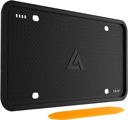 Aujen Silicone License Plate Frame, Rust-Proof Black