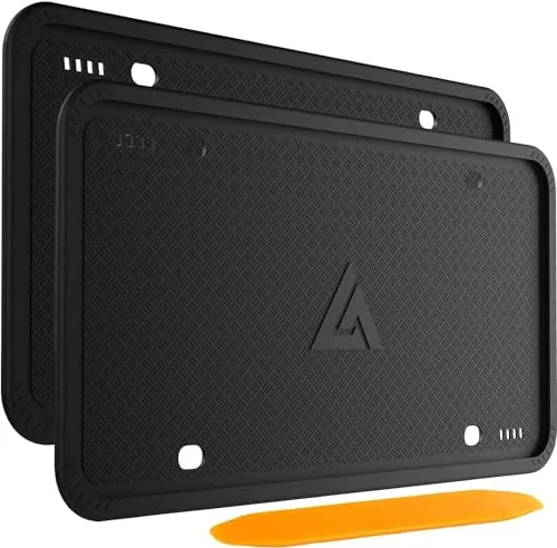 Aujen Silicone License Plate Frames 2-Pack Black