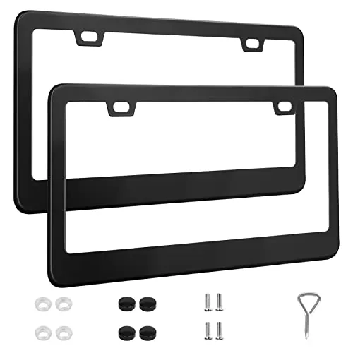QUANQIUFEI Stainless Steel License Plate Frames 2-Pack Black