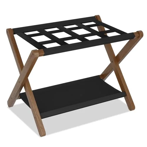 Heybly HLR010WB1 Folding Luggage Rack with Lower Shelf