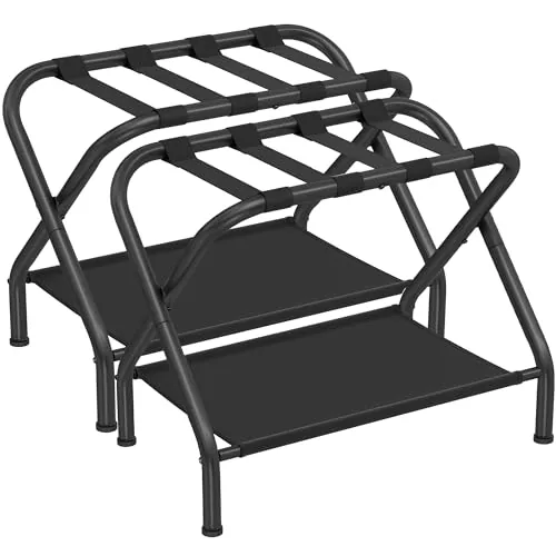 SONGMICS Luggage Rack Set of 2 with Storage Shelf