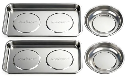 HORUSDY 4-Piece Stainless Steel Magnetic Parts Tray Set