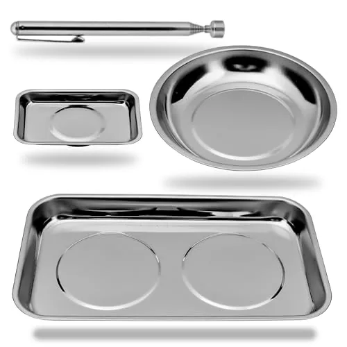 HORUSDY 4PC Magnetic Tray Set with Telescoping Pickup Tool