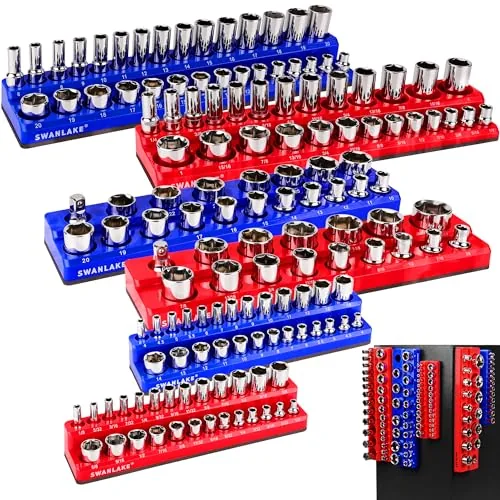 SWANLAKE Magnetic Socket Organizer 6-Piece 143-Socket Set