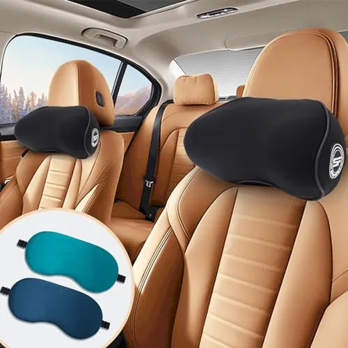 SPRFUFLY Memory Foam Car Headrest Pillow 2-Pack