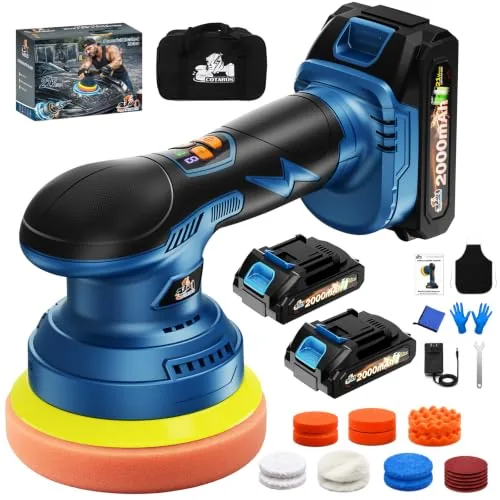 Cotaros Cordless Car Buffer Polisher 8-Speed Dual Battery