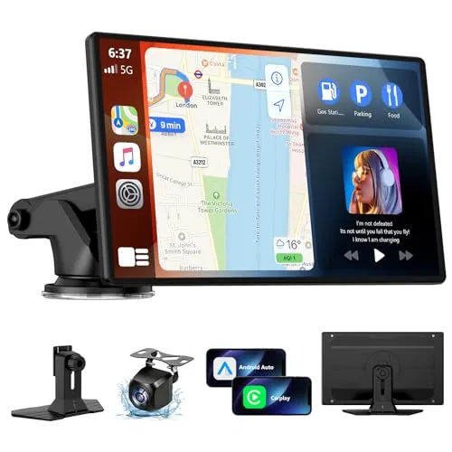 Wireless CarPlay Screen for Car, 9 Inch Portable Touchscreen