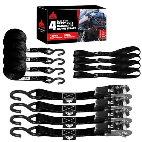 Jack Boss 1"x15' Ratchet Tie Down Straps with Soft Loops