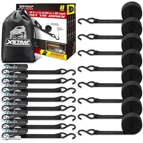 XSTRAP STANDARD 8-PK 1x10ft Ratchet Tie Down Straps