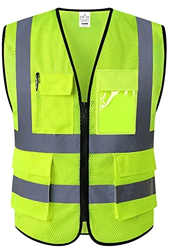 XIAKE Mesh Safety Vest ANSI Class 2 Hi-Vis Yellow