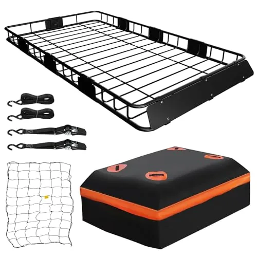 WEIZE 64x39" Steel Roof Rack Basket with Bag & Net