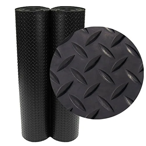 Rubber-Cal Diamond-Plate Rubber Roll 3mm 4x7ft Black
