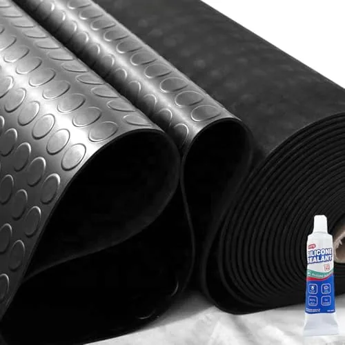 ZERITO Coin-Grip Rubber Floor Roll 4x8 ft 1/8" Thick