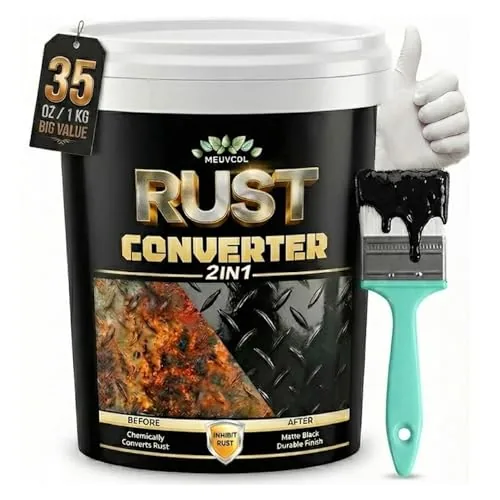 Meuvcol 2-in-1 Rust Converter and Primer, 35 oz Black