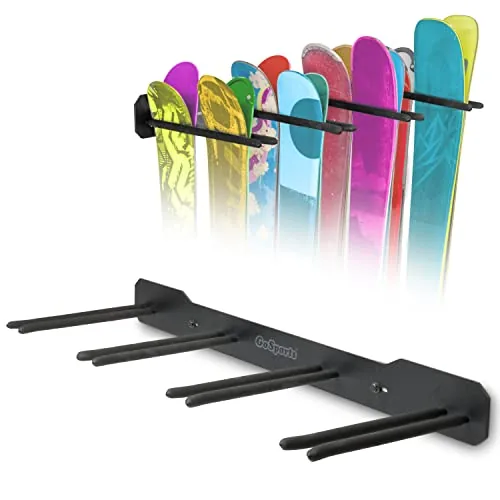 GoSports Wall-Mount Ski & Snowboard Rack, 8-Ski Capacity