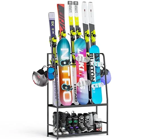 Lurgno Freestanding Ski Rack All-in-One Garage Organizer