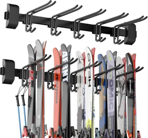 Tdrynl 32in Ski & Snowboard Wall Rack 5-Hook
