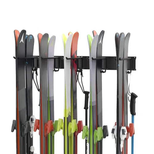 Ultrawall Wall-Mounted Ski Rack, 10-Pair Capacity