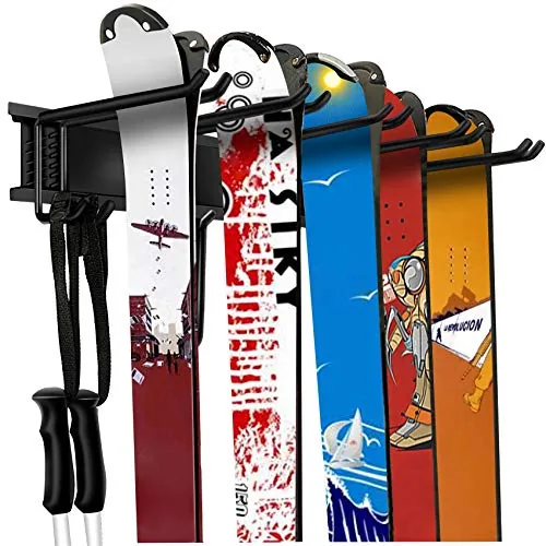 WALMANN Ski Wall Rack 10-Pair 300lb Steel Rail