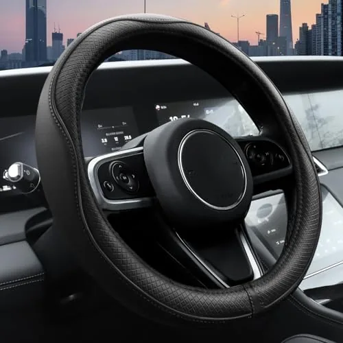 Ouzorp Microfiber Leather Steering Wheel Cover 14.5-15in