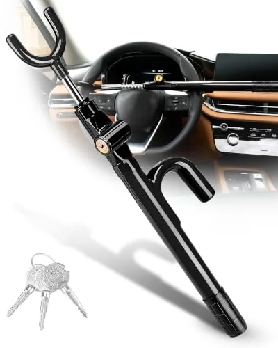 Tevlaphee Steering Wheel Lock Anti-Theft, 3 Keys