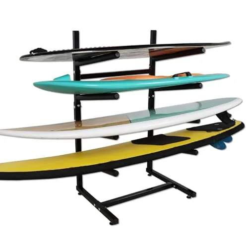 LINGVUM Freestanding Surfboard Rack 4-Board Heavy-Duty