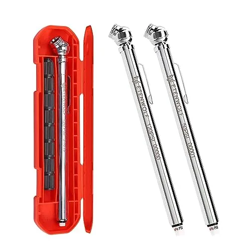 ETENWOLF Pencil Tire Gauge 2-Pack 10-50 & 20-120PSI