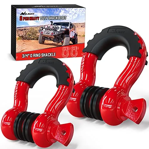 Nilight D-Ring Shackle 2-Pack 4.75 Ton Rated Red
