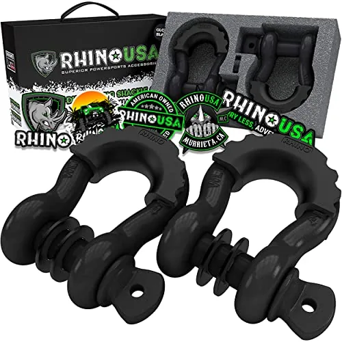 Rhino USA 3/4" D Ring Shackles 41,850lb Break Strength 2-Pack