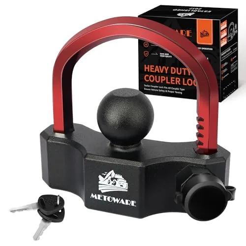 METOWARE Adjustable Trailer Coupler Lock 3-Size Fit